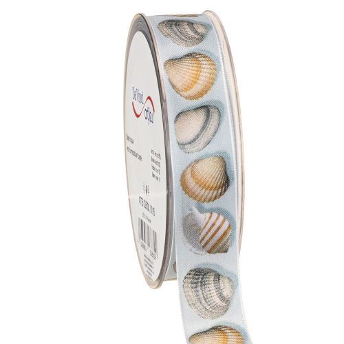 Cadeaulint maritieme decoratie schelpen blauw 25mm 15m