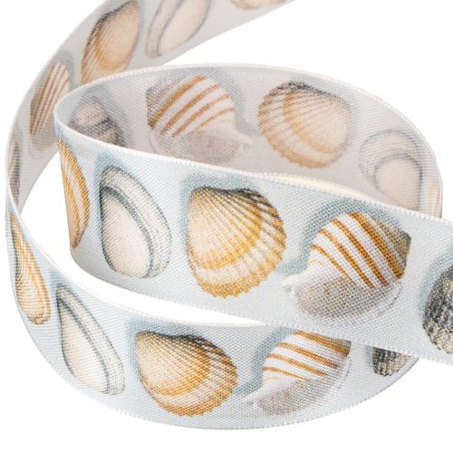 Artikel Cadeaulint maritieme decoratie schelpen blauw 25mm 15m
