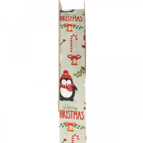 Cadeaulint Merry Christmas pinguïns Kerstlint 25mm 8m
