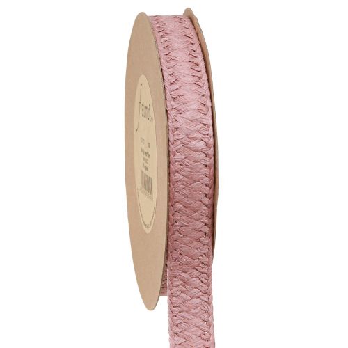 Cadeaulintpapier oudroze gevlochten papieren lint 20mm 10m