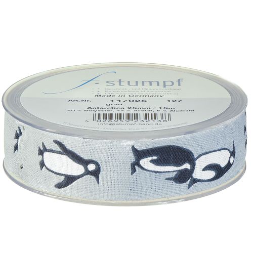 Artikel Cadeaulint pinguïns Kerstlintstof 25mm 15m