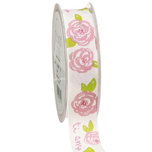 Artikel Cadeaulint rozen “Ti amo” romantisch sierlint 25mm 20m