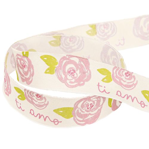 Artikel Cadeaulint rozen “Ti amo” romantisch sierlint 25mm 20m