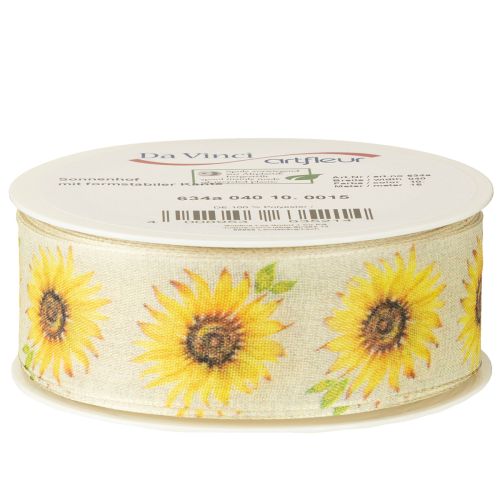 Artikel Cadeaulint zonnebloemen geel lint 40mm 15m