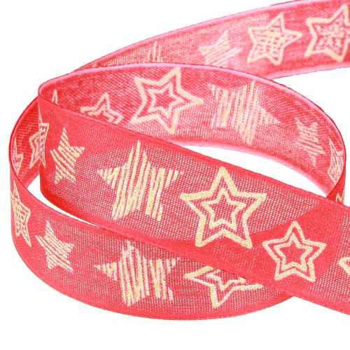 Artikel Cadeaulint sterren Kerstlint rood goud 25mm 18m