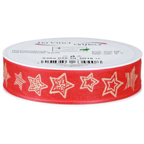 Artikel Cadeaulint sterren Kerstlint rood goud 25mm 18m