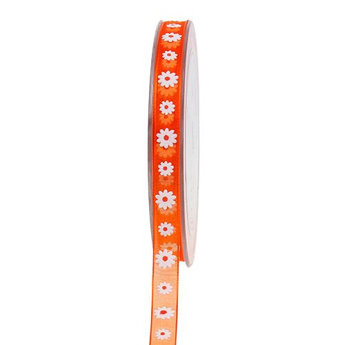 Floristik24 Geschenklint oranje met bloem 10mm 20m