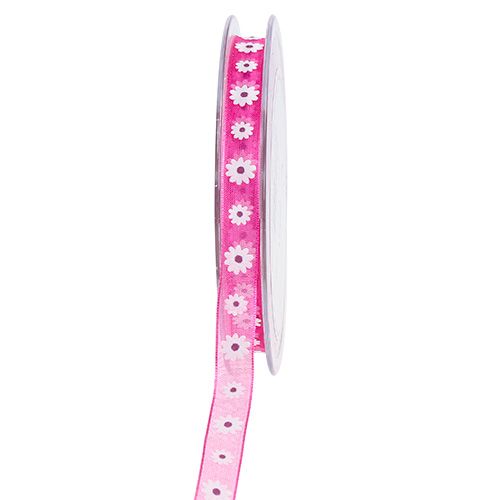 Floristik24 Geschenklint roze met bloem 10mm 20m