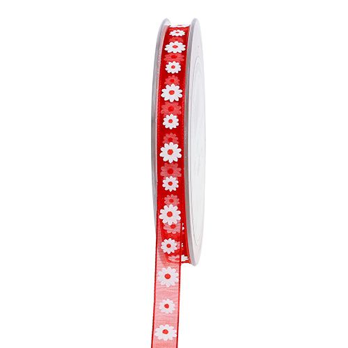 Floristik24 Geschenklint rood met bloem 10mm 20m