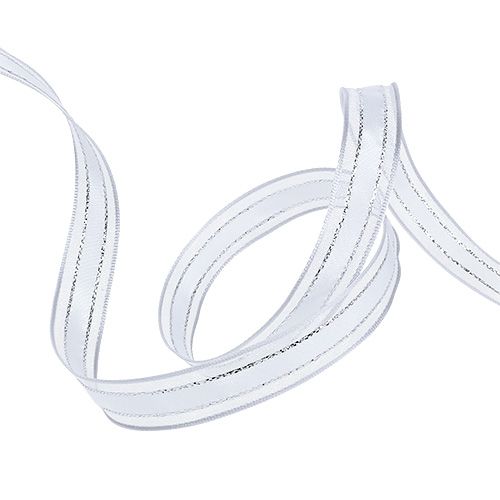 Floristik24 Cadeaulint met draadrand wit 15mm 20m