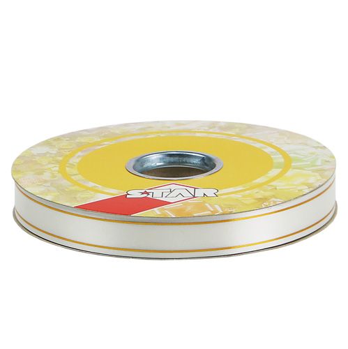 Artikel Cadeaulint 2 gouden strepen op wit 19mm 100m