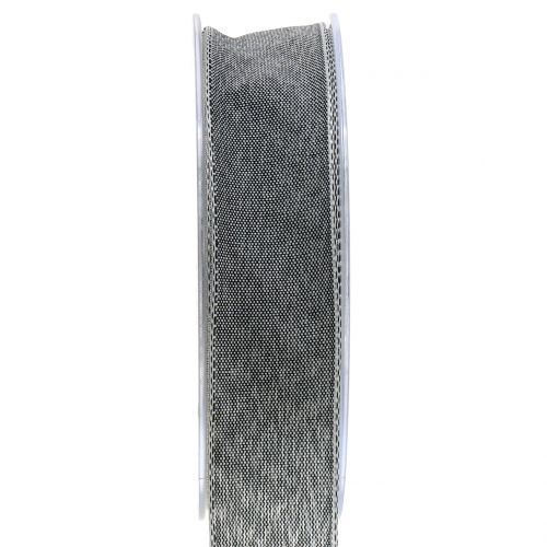 Floristik24 Geschenklint grijs mat 25mm 20m