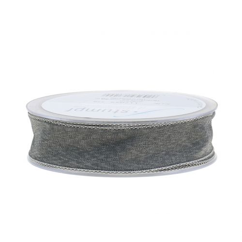 Floristik24 Geschenklint grijs mat 25mm 20m
