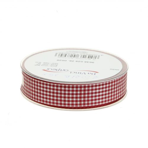 Artikel Cadeaulint Geruit Bordeaux 25mm 20m