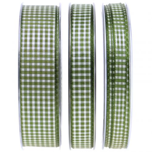 Geschenklint geruit groen 8mm - 25mm 20m