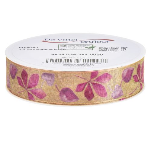 Artikel Cadeaulint paars herfstbladeren decolint herfst 25mm 20m