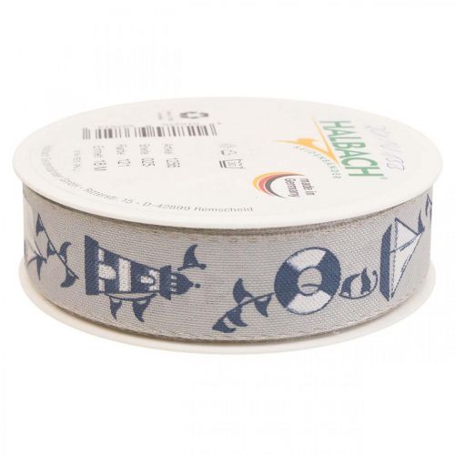 Floristik24 Cadeaulint maritiem decoratie geweven lint blauw, grijs 25mm 18m