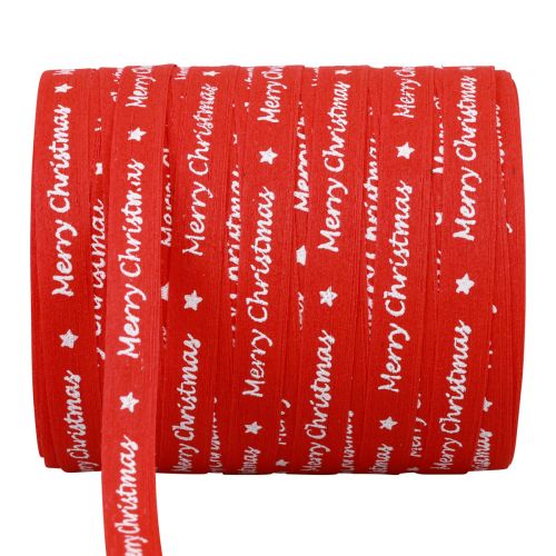 Cadeaulint rood “Merry Christmas” katoen 10mm 100m