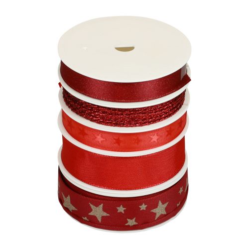 Floristik24 Cadeaulint striklinten rood gesorteerd 2,5×300cm 5st