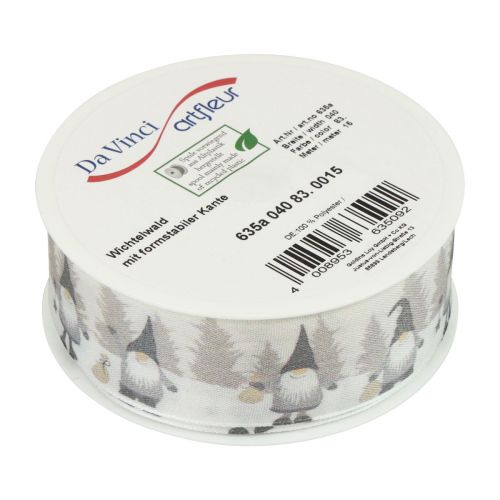 Artikel Cadeaulint, kerstlint, kerstlint kabouter grijs 40mm 15m
