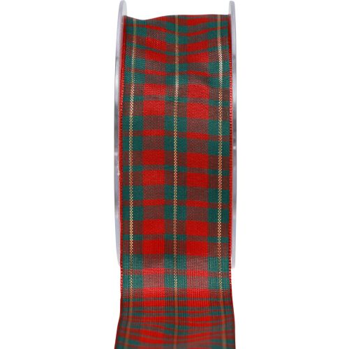 Artikel Cadeaulint Schots geruit sierlint rood groen 40mm 15m