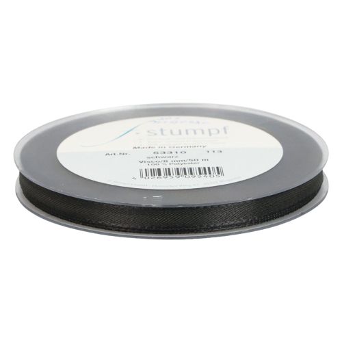 Artikel Cadeaulint zwart rouwbloemen decoratief lint 8mm 50m