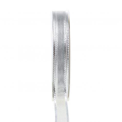 Artikel Cadeau lint zilveren strepen 15mm 25m