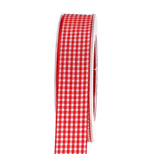 Floristik24 Geschenklint ruit rood-wit 25mm 20m