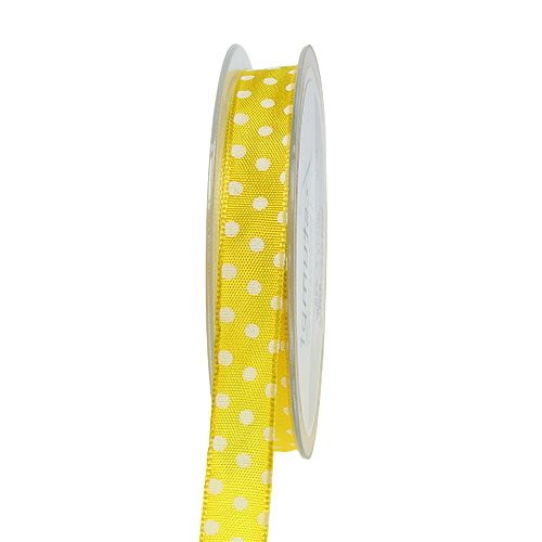 Floristik24 Cadeaulint met stippen geel 15mm 20m