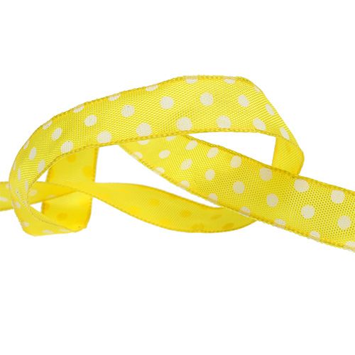 Floristik24 Cadeaulint met stippen geel 15mm 20m