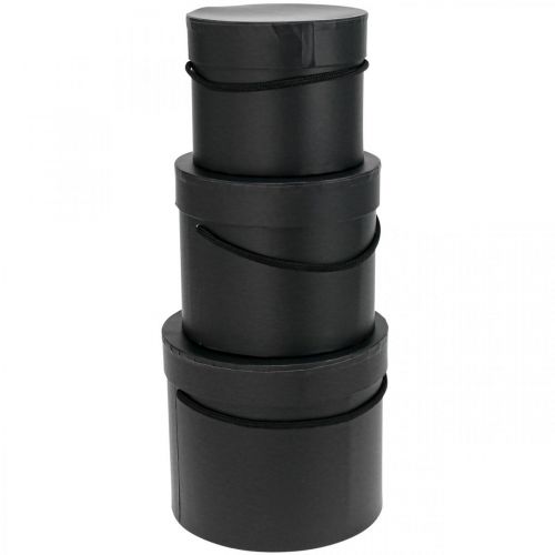 Floristik24 Geschenkdoos rond Flowerbox zwart Ø12,5/14,5/16,5cm set van 3