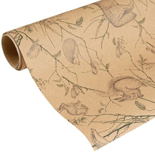 Floristik24 Cadeaupapier dieren bos in bruinblauw 70cm x 200cm