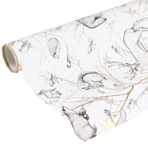 Artikel Inpakpapier dieren wit grijs goud herfst winter 200cm
