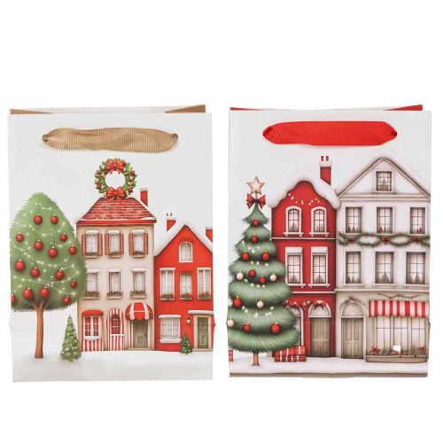 Kerstcadeautas met huisjes en