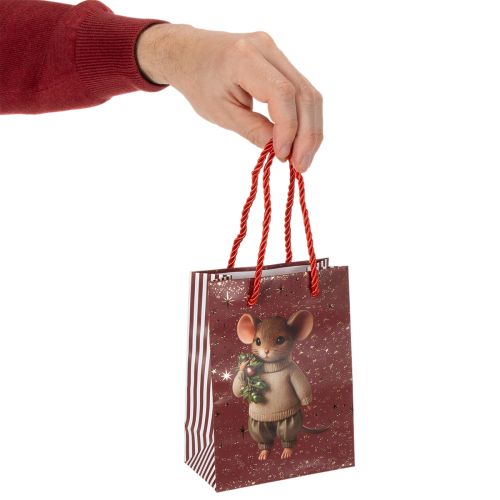 Kerstcadeautasje met muismotief, 16 cm, 2 stuks | Floristik24.nl