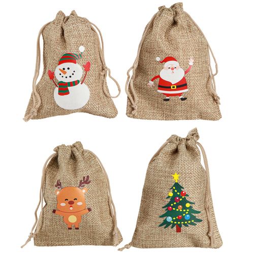 Artikel Cadeauzakje Kerstjutezakje naturel 10×13cm 8st