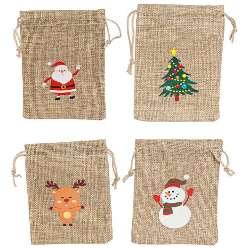 Artikel Cadeauzakje Kerstjutezakje naturel 10×13cm 8st