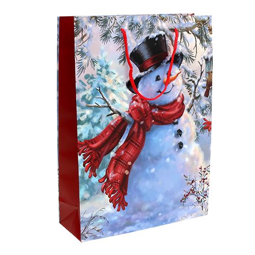 Floristik24 Geschenktasje grote sneeuwpop 25 cm x 34,5 cm 1st