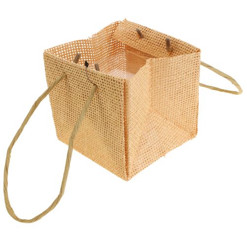 Artikel Cadeauzakjes geweven met hengsels vanille oranje roze 10,5cm 12 st