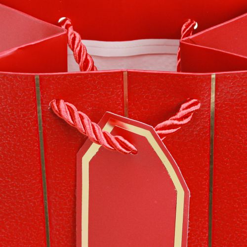 Artikel Cadeauzakje flessenzakje papier rood goud 9×12×36cm 1 st