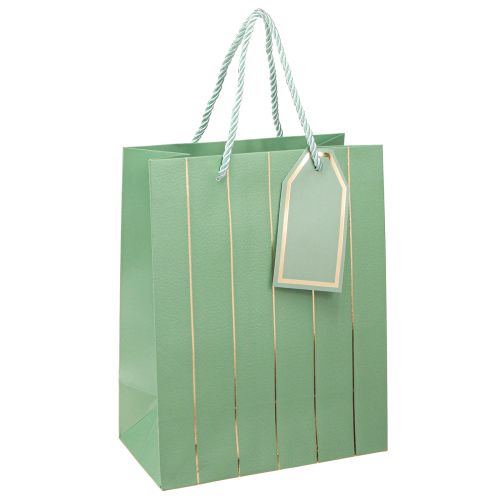 Floristik24 Cadeauzakje lichtgroen gouden strepen 18×10×23cm 1 st