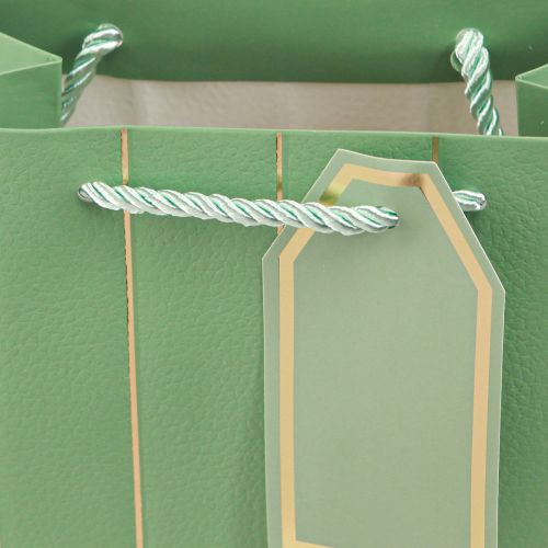 Artikel Cadeauzakje lichtgroen gouden strepen 18×10×23cm 1 st
