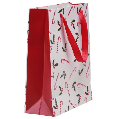 Artikel Kerstcadeauzakje met handvatten rood wit 24×18×8cm 4st