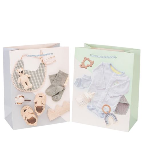 Floristik24 Cadeautasje voor een babyjongen - Ideaal voor kraamcadeaus - 23 cm - 2 stuks