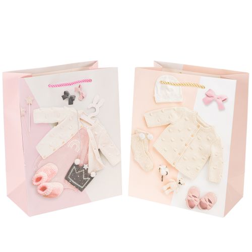 Floristik24 Cadeautasjes voor babymeisjes, geboortecadeautasjes, 23×18 cm, 2 stuks