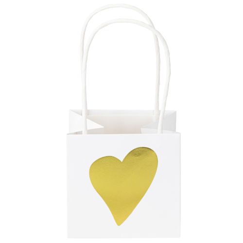 Artikel Cadeauzakjes met handvatten witgoud papier 8,5×8,5×8cm 12 st
