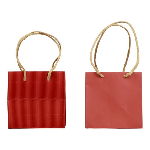 Floristik24 Cadeauzakjes papieren zakjes met handvat rood 12×12×12cm 6st
