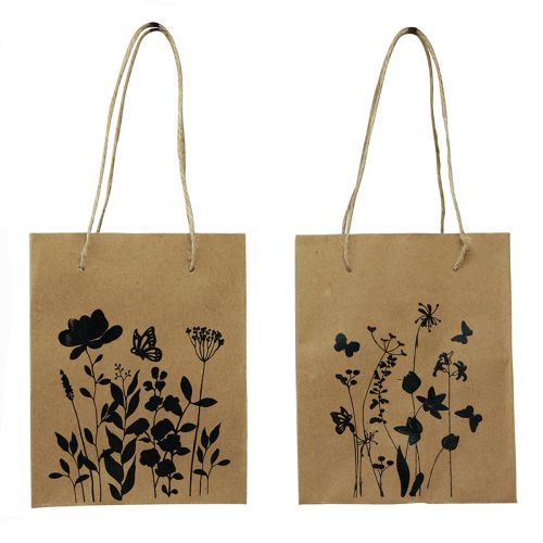 Artikel Cadeauzakjes met hengsels papier naturel zwart 12×15cm 6 st