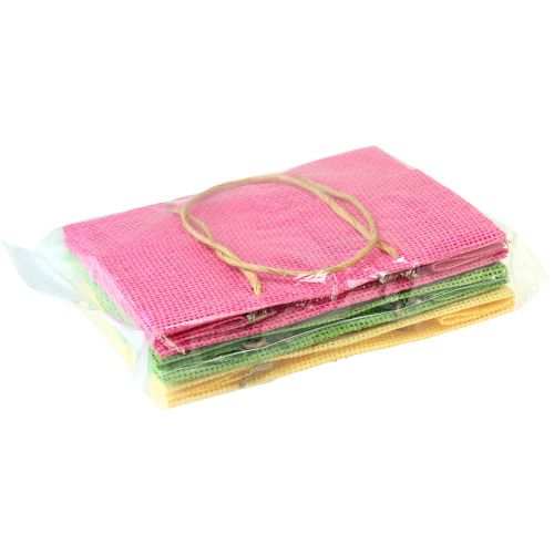 Artikel Cadeauzakjes met handvatten papier geweven look kleurrijk 20×10×10cm 6st