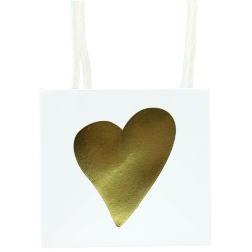 Artikel Cadeauzakjes met hartjes en handvatten witgoud 10,5cm 12 st